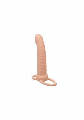 Ribbed Dual Penetrator - Light skin tone