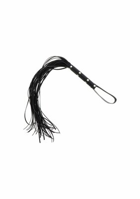 Long Studded Flogger Whip - Black
