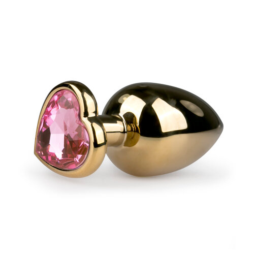 Metalen buttplug met roze hartje goudkleurig
