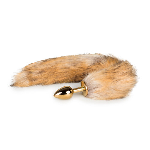 Image of Kleine goudkleurige buttplug met vossenstaart