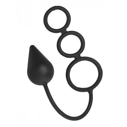Image of Triple Threat Siliconen Cockring Met Buttplug