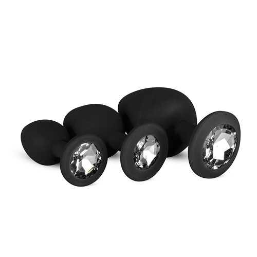 Image of Siliconen Buttplug Met Diamant - Zwart