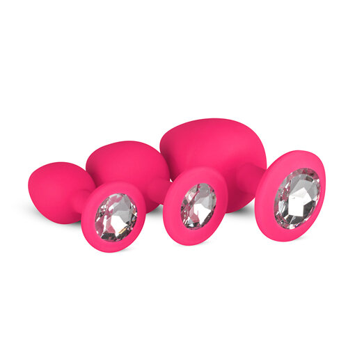 Image of Siliconen Buttplug Met Diamant - Roze