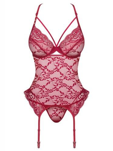 Image of Ivetta Kanten Jarreteltop Met String - Rood