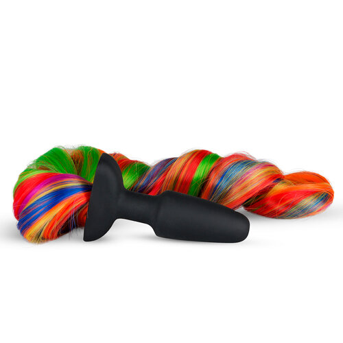 Image of Siliconen Buttplug Met Staart - Regenboog