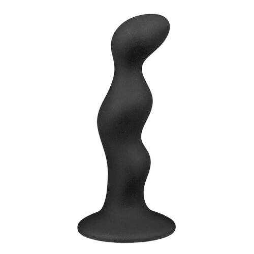 Image of Geribbelde zwarte siliconen dildo 